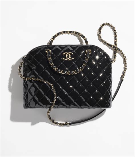 chanel mini black patent|Mini classic handbag with top handle, Patent calfskin & gold.